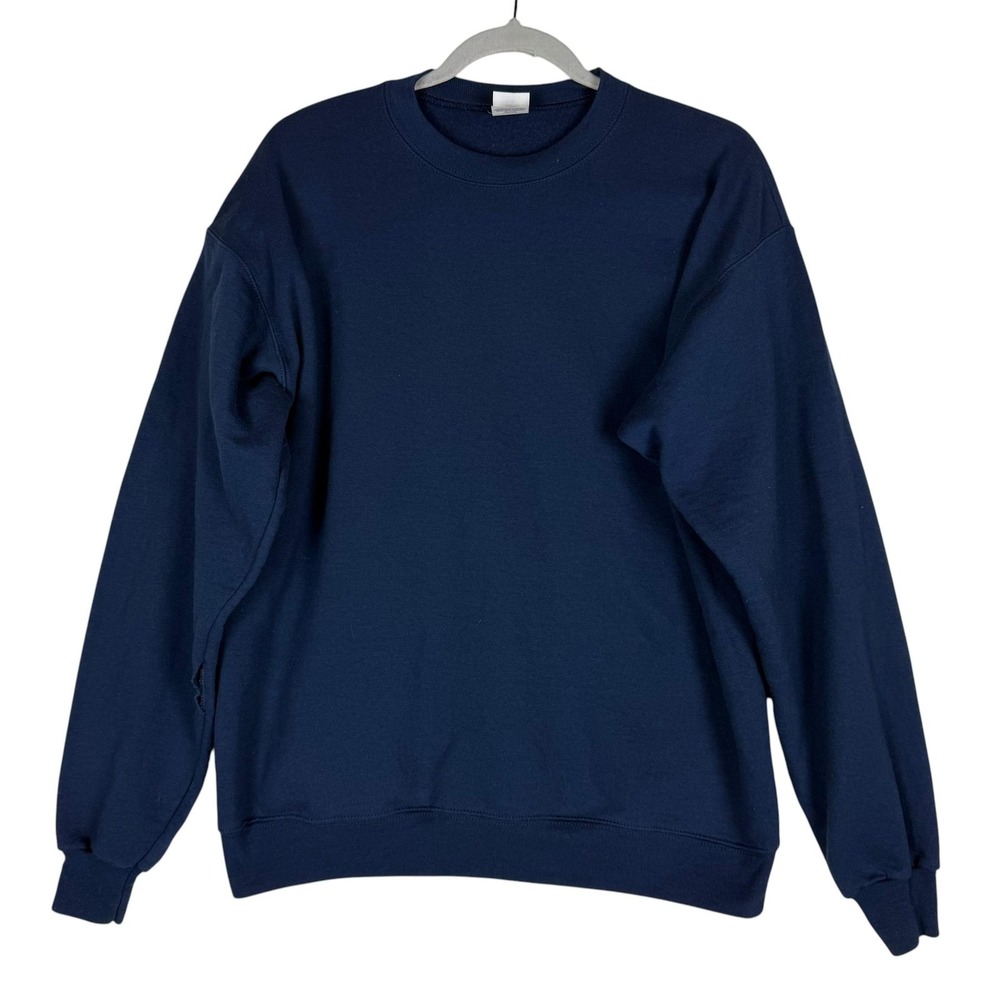 Hanes Sweatshirt Mens Medium Blue Crewneck Pullover Fleece EcoSmart Solid Basic